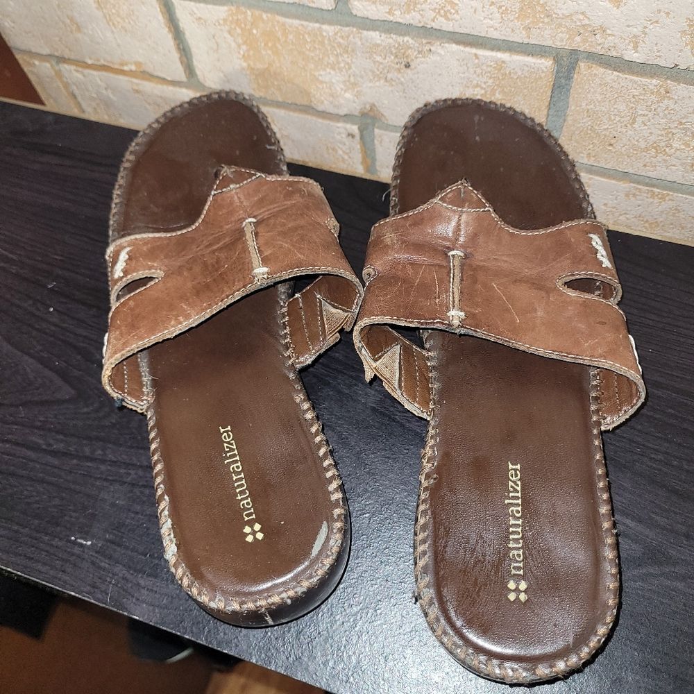 Naturalizer Brown Leather Sandals - Women's Size 8 1/2